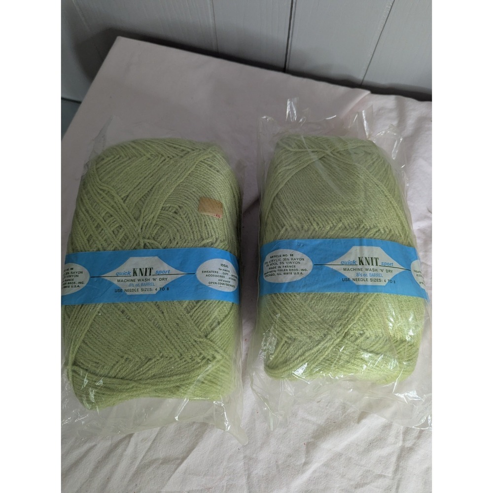 Vintage 2 lot Quick knit sport 8.5oz barrel Fixler Bros France Yarn knitting